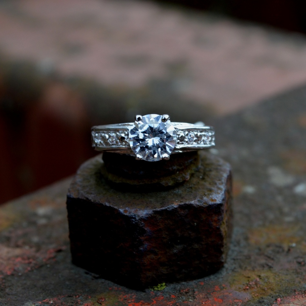 Vintage Style  Cubic Zircon Solitaire Ring